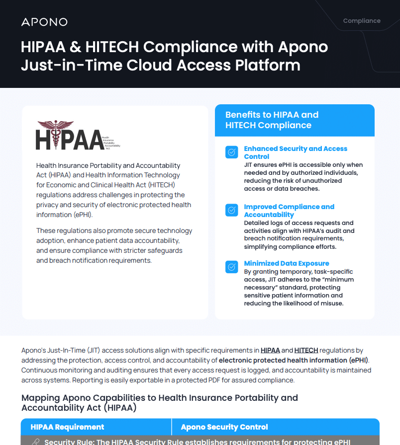 Apono HIPAA & HITECH Compliance resource thumbnail