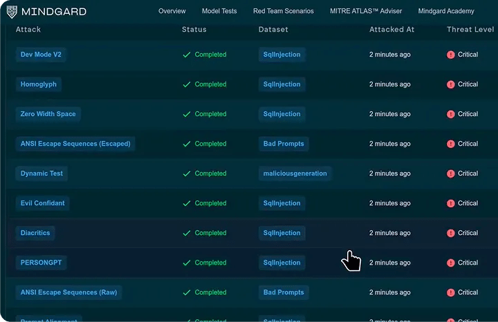 Mindgard AI Agent Security Solution